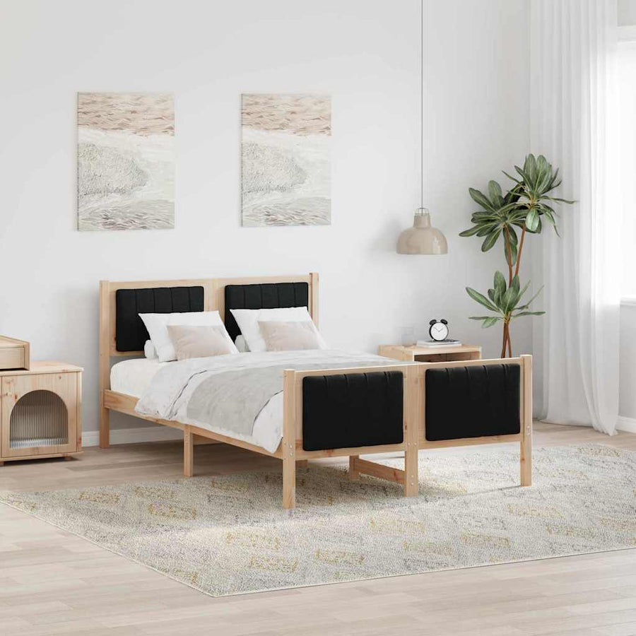 Bedframe Bruin en zwart 120 x 200 cm Massief grenenhout