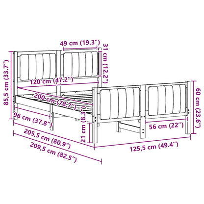 Bedframe Bruin en taupe 120 x 200 cm Massief grenenhout