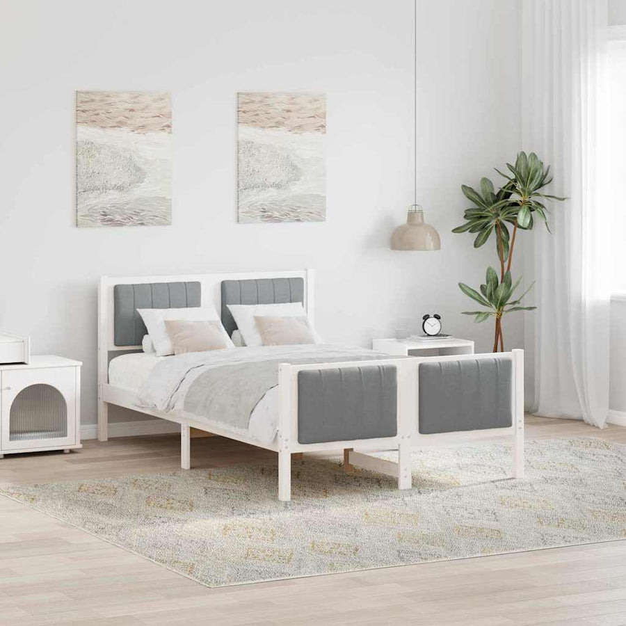 Bedframe Wit en lichtgrijs 120 x 200 cm Massief grenenhout