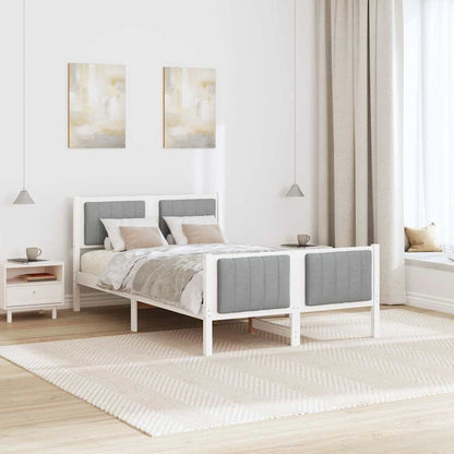 Bedframe Wit en lichtgrijs 120 x 200 cm Massief grenenhout