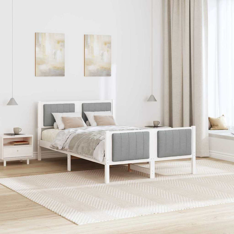 Bedframe Wit en lichtgrijs 120 x 200 cm Massief grenenhout