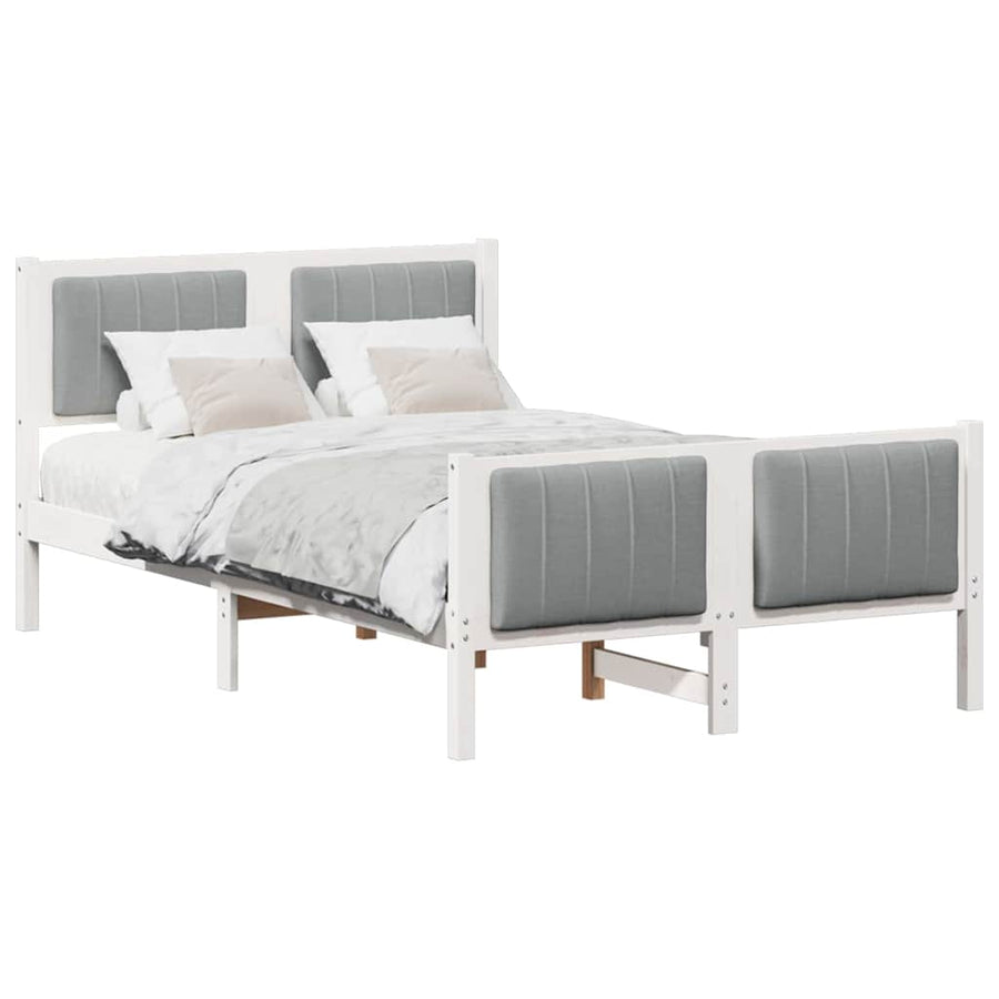 Bedframe Wit en lichtgrijs 120 x 200 cm Massief grenenhout