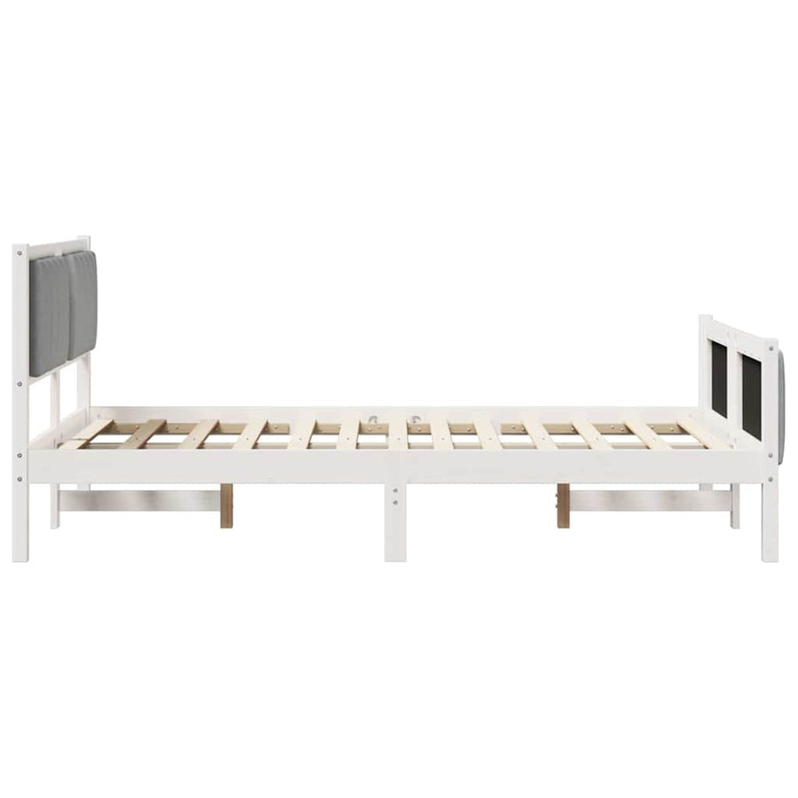 Bedframe Wit en lichtgrijs 120 x 200 cm Massief grenenhout