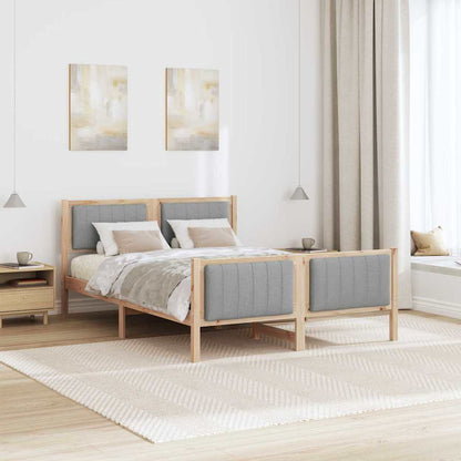 Bedframe Bruin en lichtgrijs 135 x 190 cm Massief grenenhout
