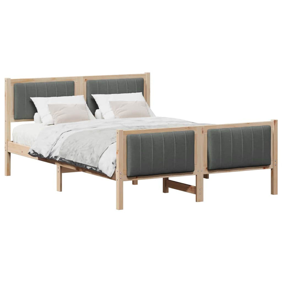 Bedframe Bruin en donkergrijs 135 x 190 cm Massief grenenhout