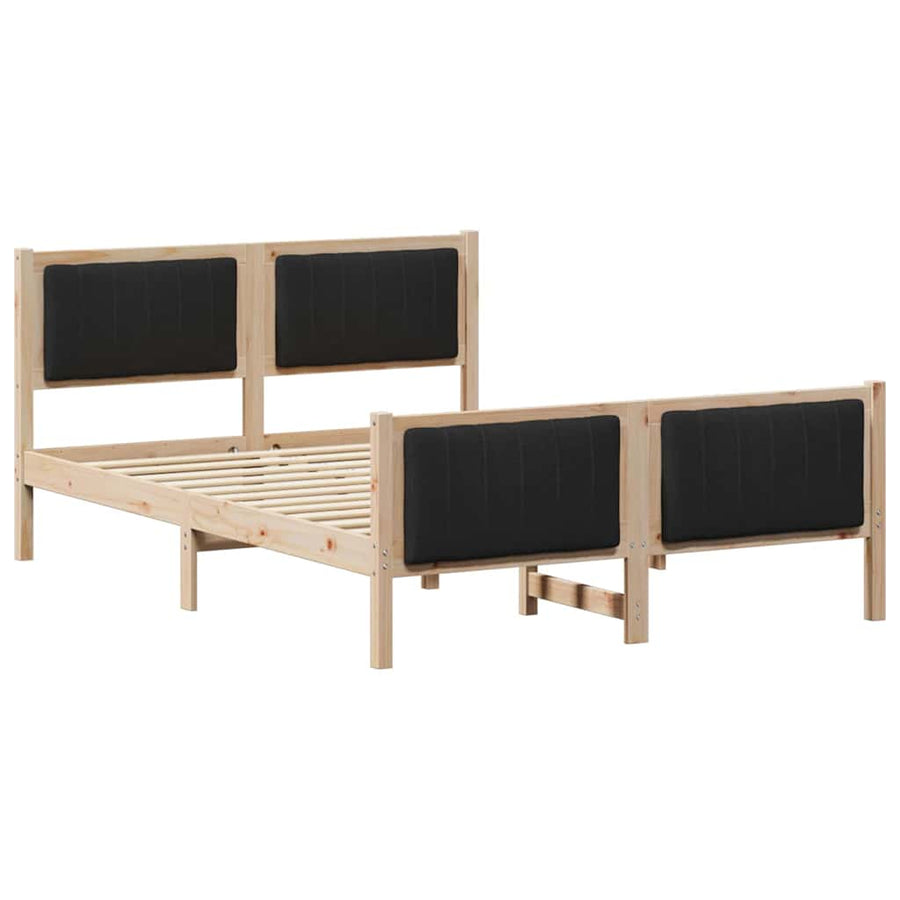 Bedframe Bruin en zwart 135 x 190 cm Massief grenenhout