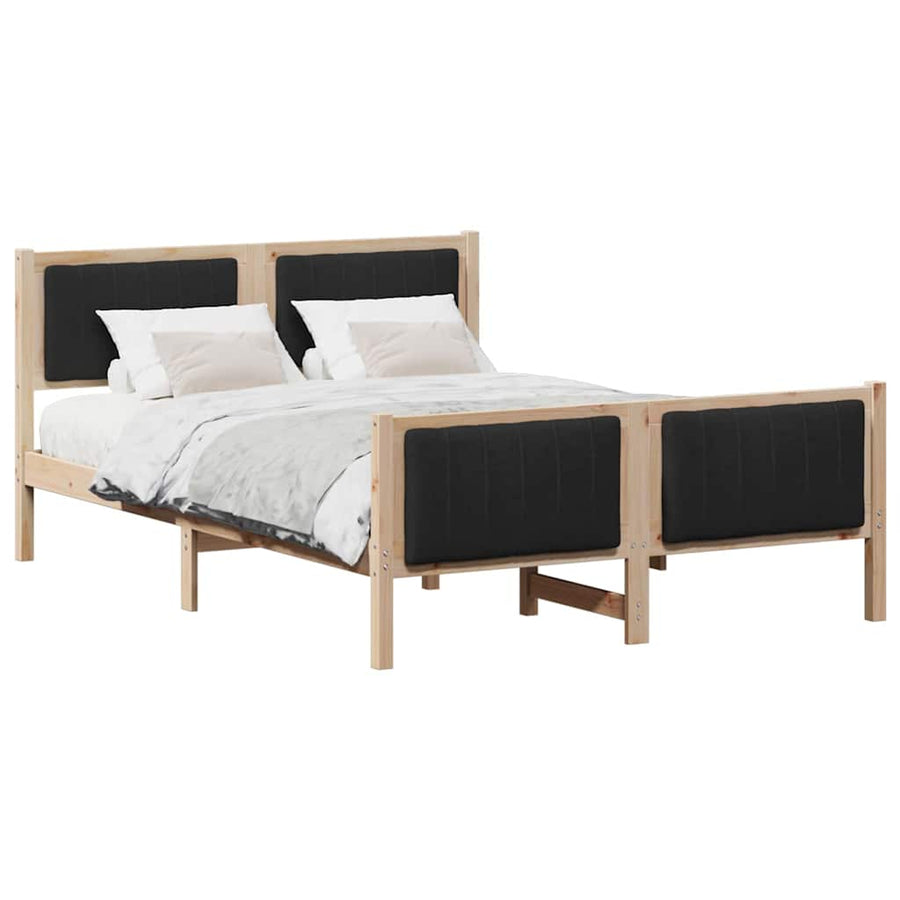 Bedframe Bruin en zwart 135 x 190 cm Massief grenenhout