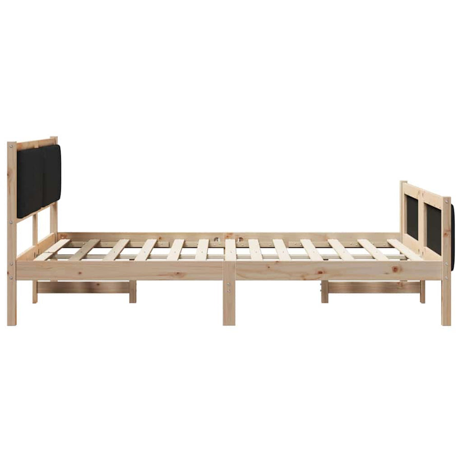 Bedframe Bruin en zwart 135 x 190 cm Massief grenenhout