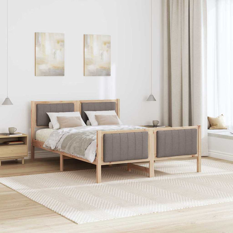 Bedframe Bruin en taupe 135 x 190 cm Massief grenenhout