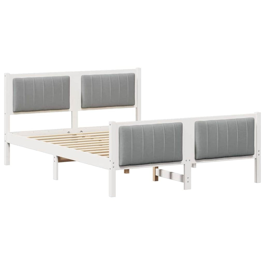Bedframe Wit en lichtgrijs 135 x 190 cm Massief grenenhout