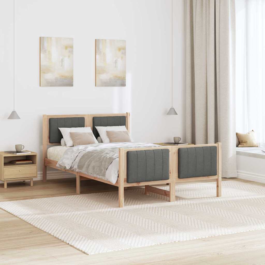 Bedframe Bruin en donkergrijs 120 x 190 cm Massief grenenhout