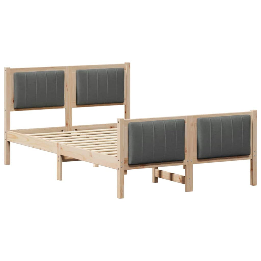 Bedframe Bruin en donkergrijs 120 x 190 cm Massief grenenhout