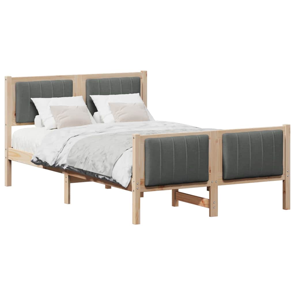 Bedframe Bruin en donkergrijs 120 x 190 cm Massief grenenhout