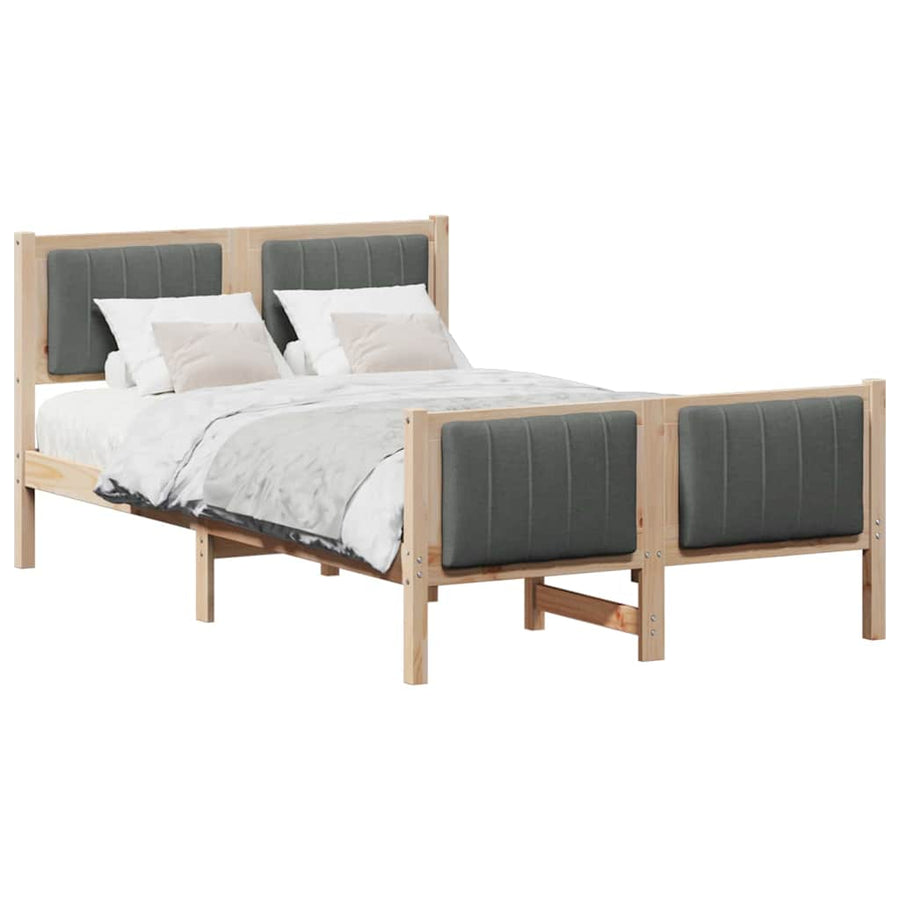 Bedframe Bruin en donkergrijs 120 x 190 cm Massief grenenhout