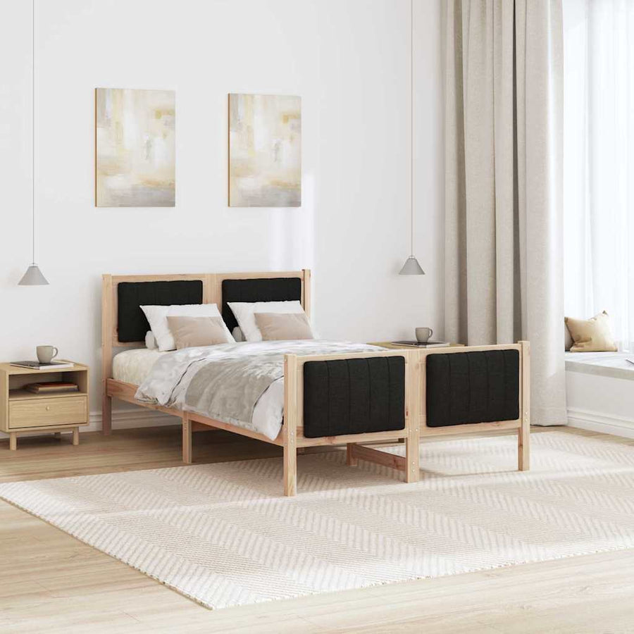 Bedframe Bruin en zwart 120 x 190 cm Massief grenenhout