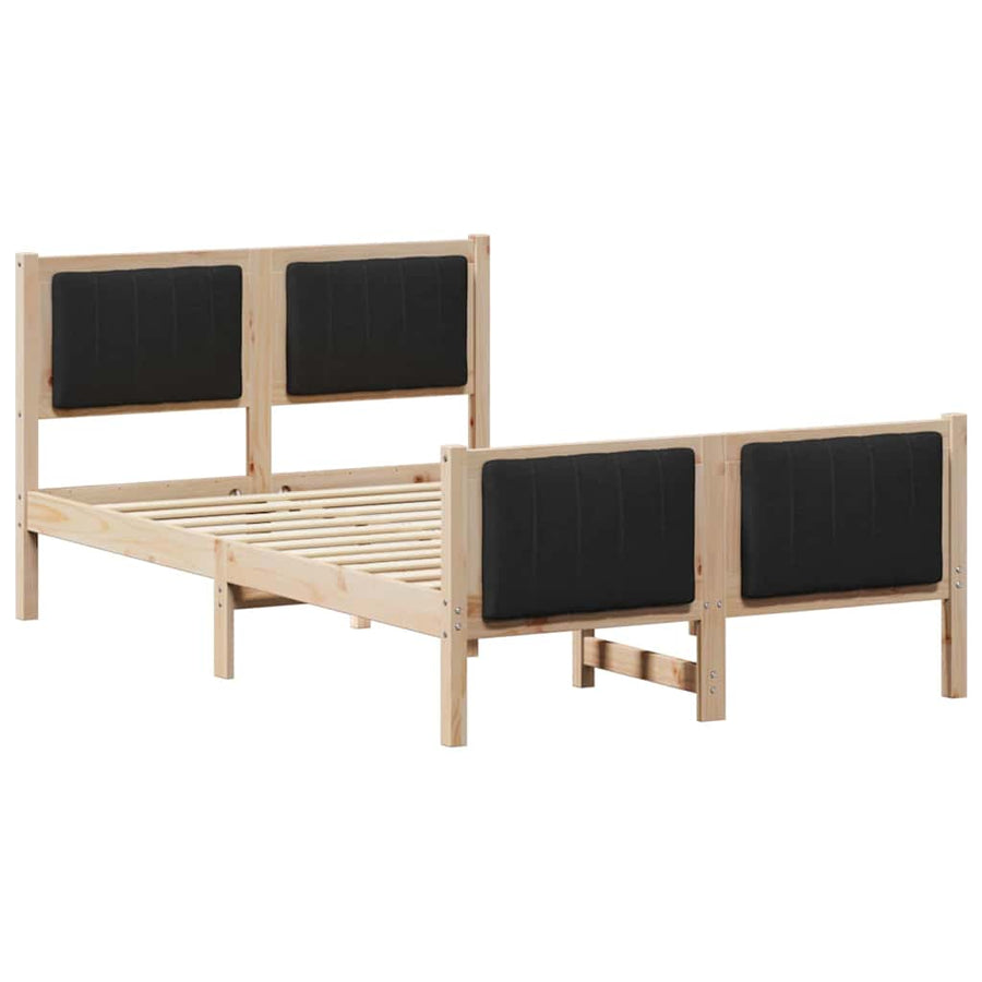 Bedframe Bruin en zwart 120 x 190 cm Massief grenenhout