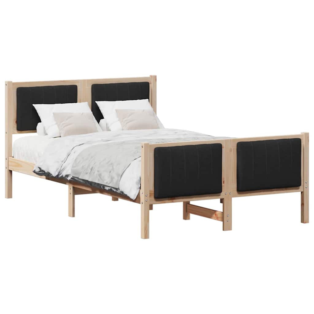 Bedframe Bruin en zwart 120 x 190 cm Massief grenenhout