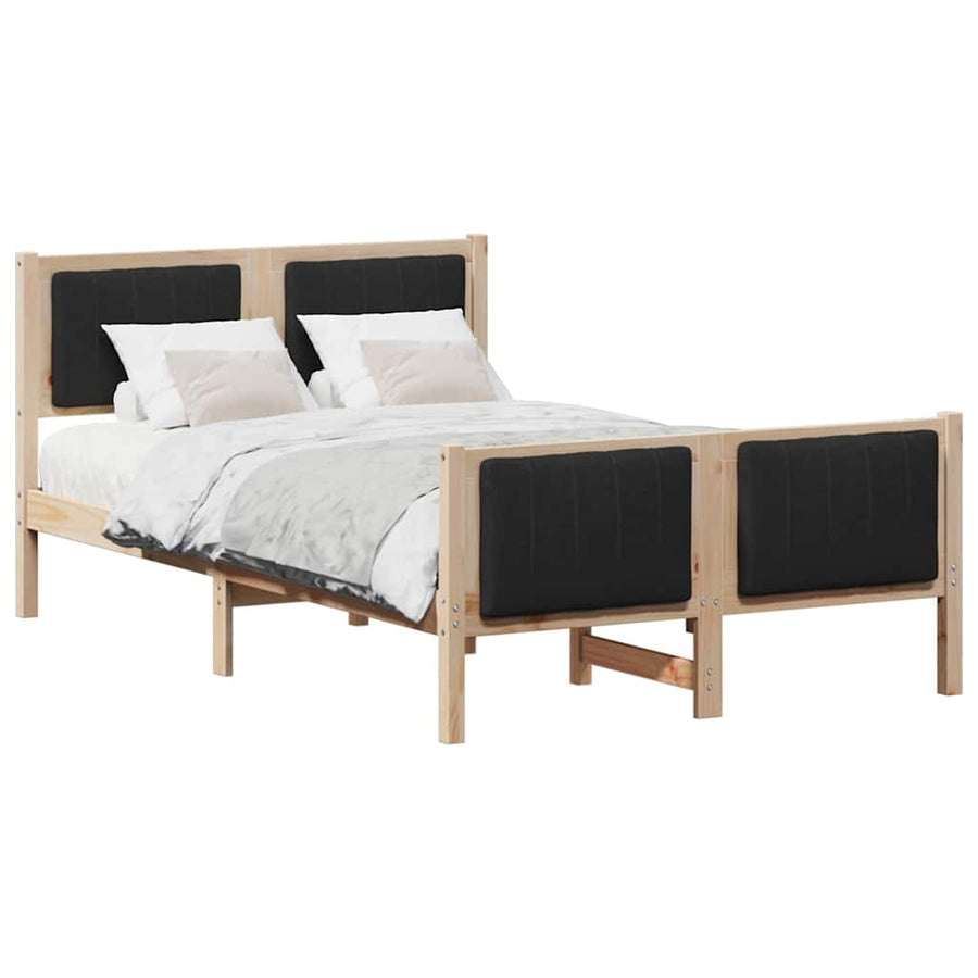 Bedframe Bruin en zwart 120 x 190 cm Massief grenenhout