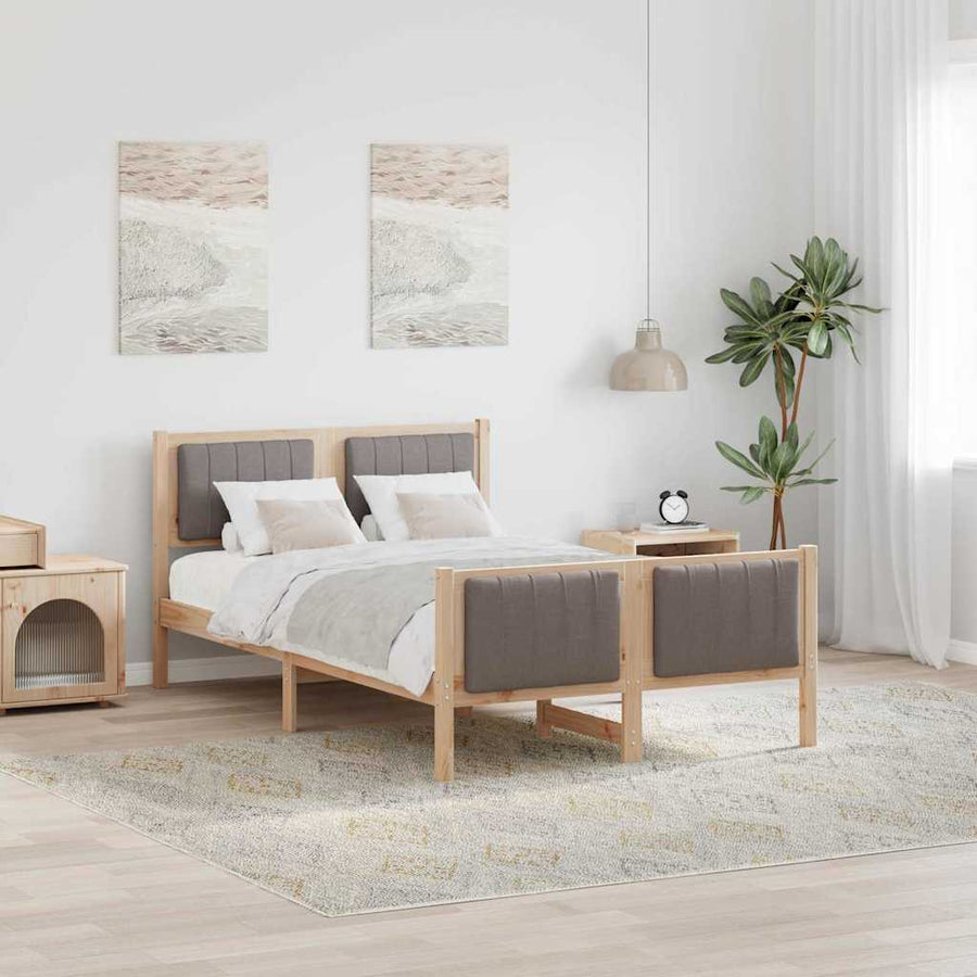 Bedframe Bruin en taupe 120 x 190 cm Massief grenenhout