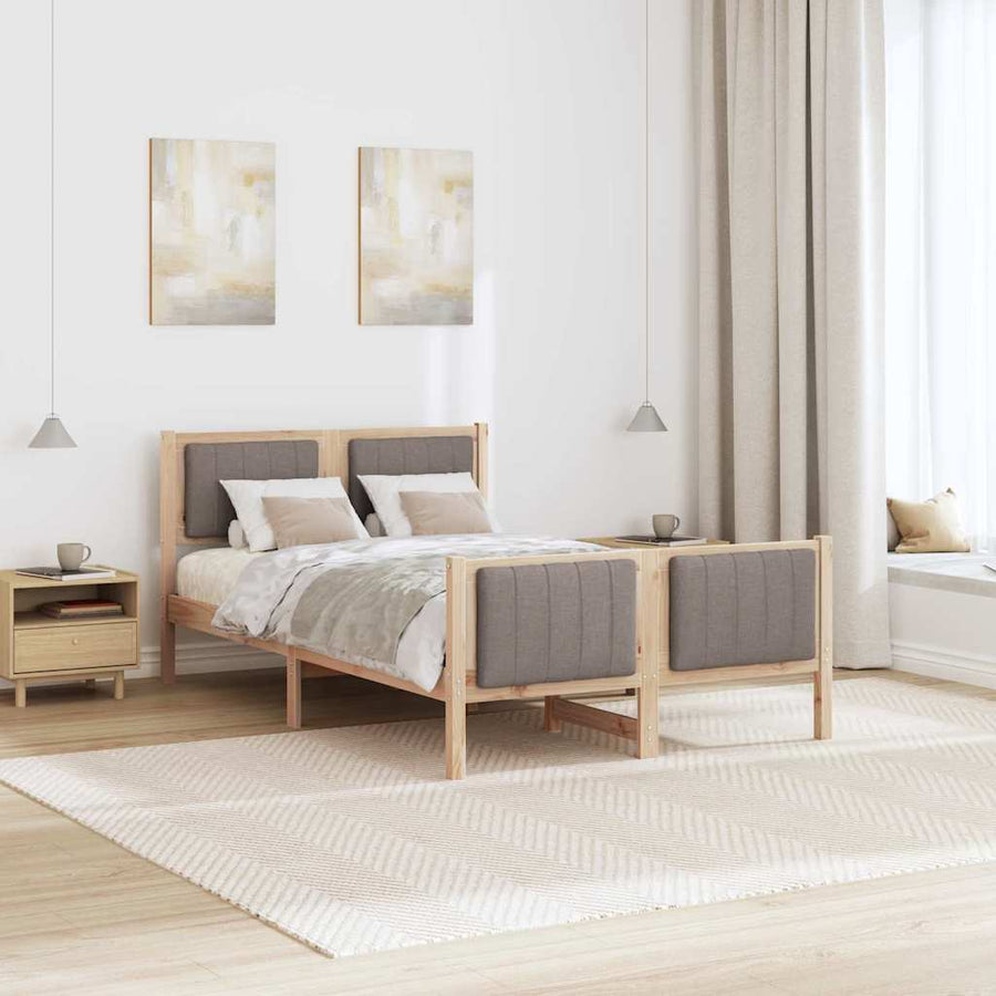 Bedframe Bruin en taupe 120 x 190 cm Massief grenenhout