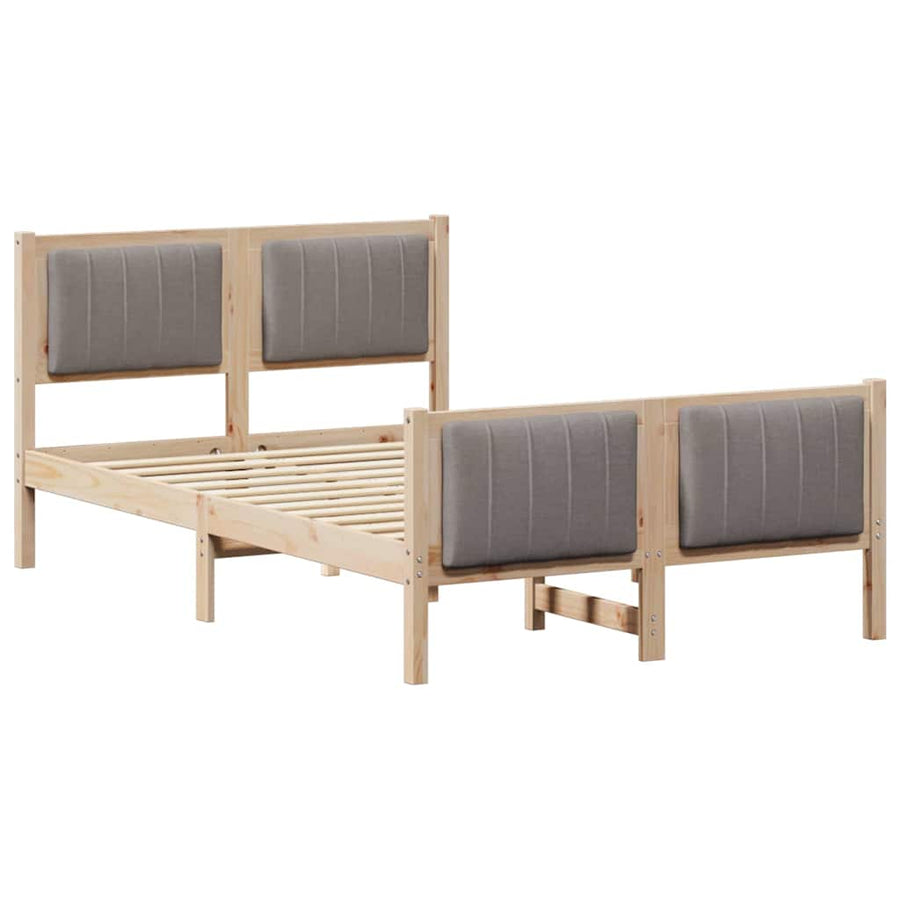 Bedframe Bruin en taupe 120 x 190 cm Massief grenenhout