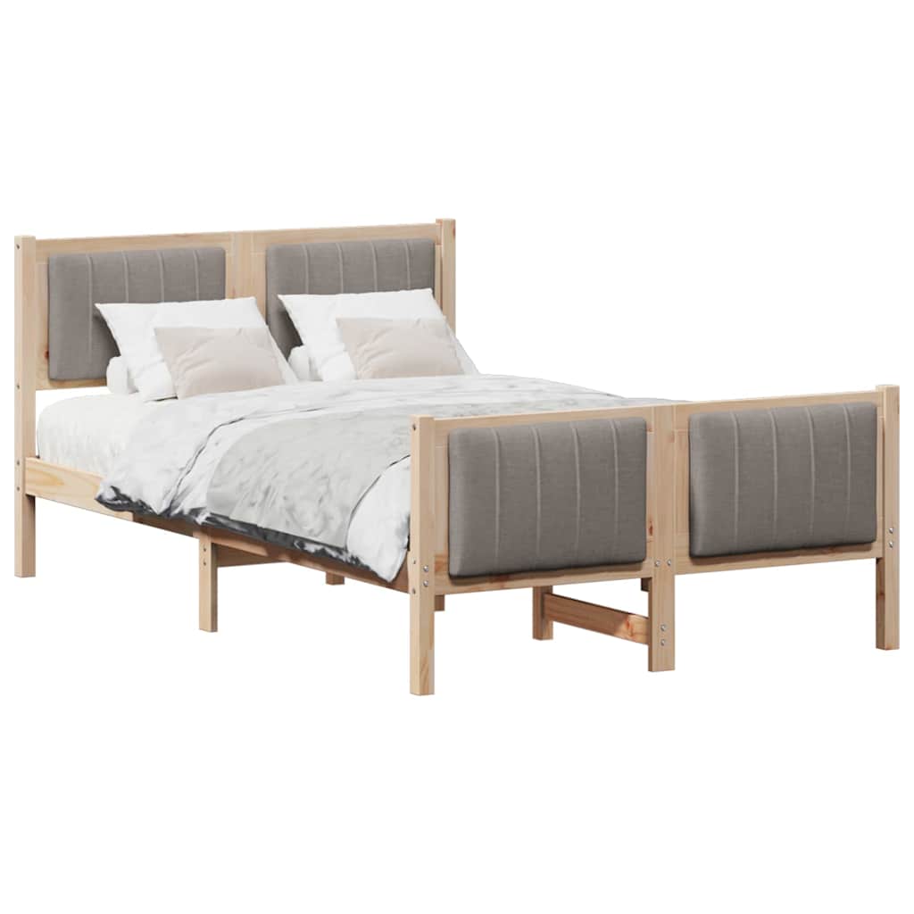 Bedframe Bruin en taupe 120 x 190 cm Massief grenenhout
