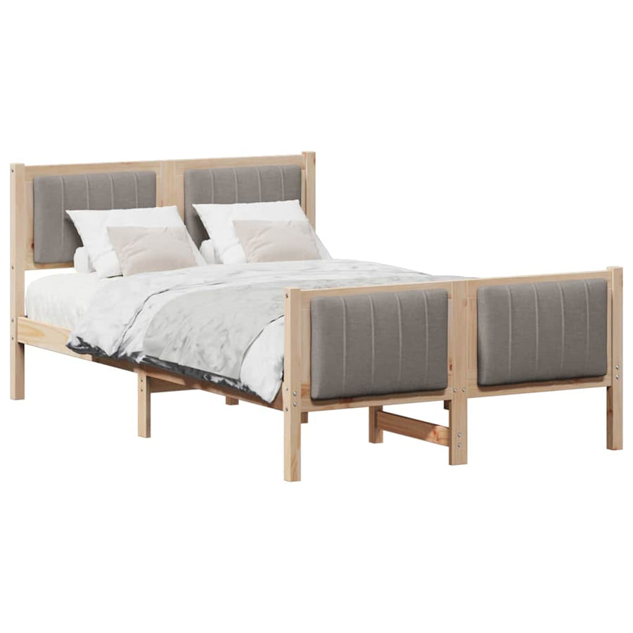 Bedframe Bruin en taupe 120 x 190 cm Massief grenenhout