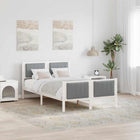 Bedframe 120x190 cm massief grenenhout wit lichtgrijs