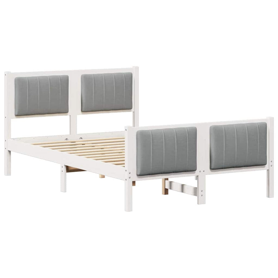 Bedframe Wit en lichtgrijs 120 x 190 cm Massief grenenhout