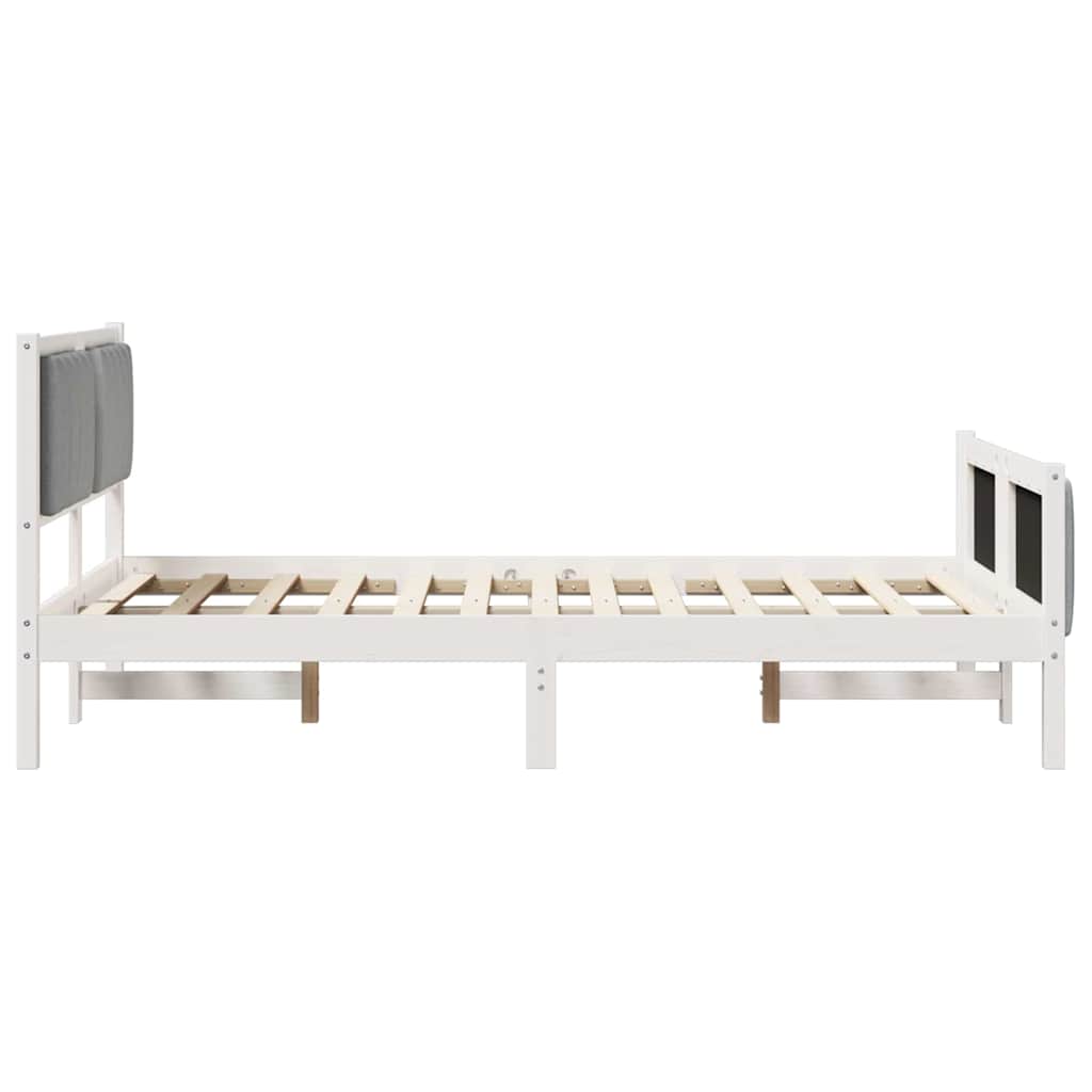 Bedframe Wit en lichtgrijs 120 x 190 cm Massief grenenhout