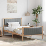 Bedframe 100x200 cm massief grenenhout bruin lichtgrijs