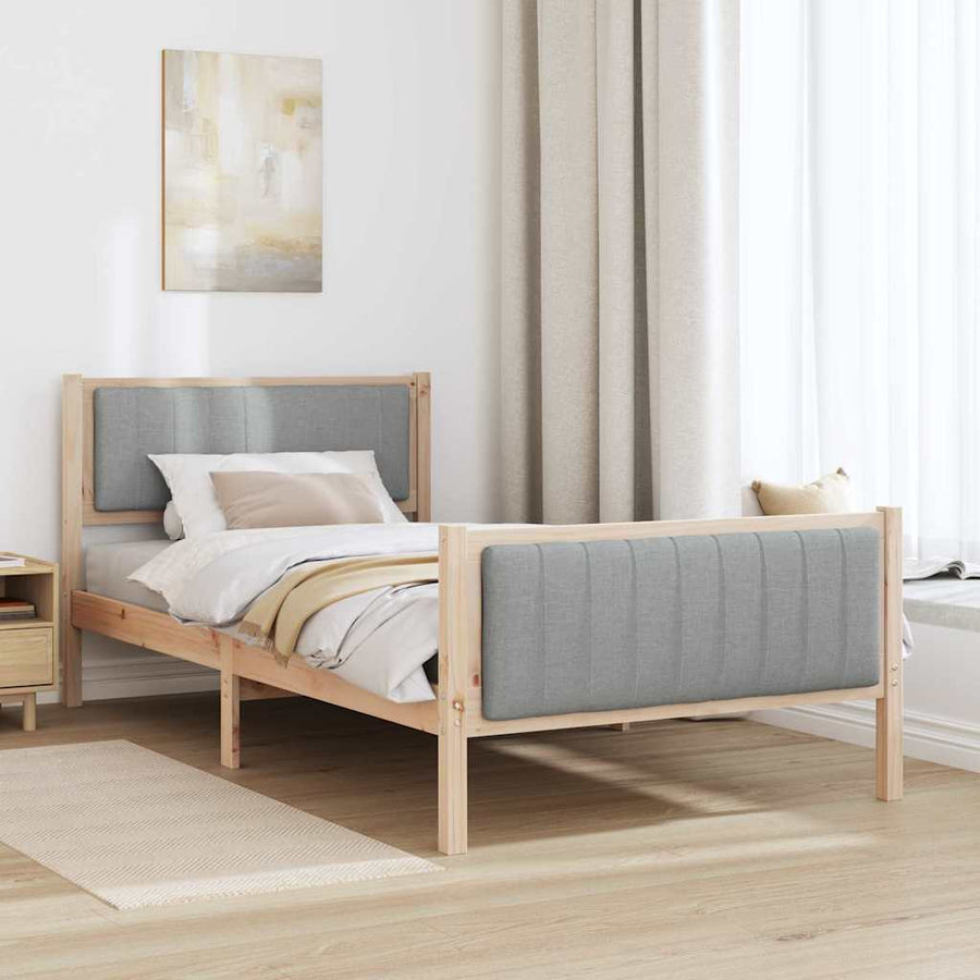 Bedframe Bruin en lichtgrijs 100 x 200 cm Massief grenenhout