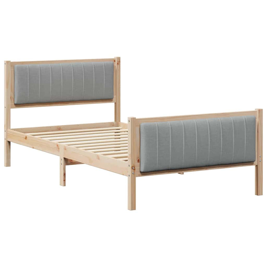 Bedframe Bruin en lichtgrijs 100 x 200 cm Massief grenenhout