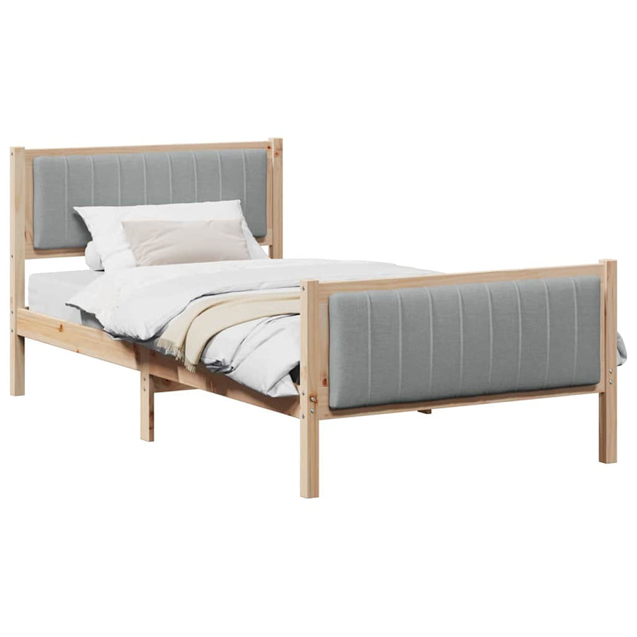 Bedframe Bruin en lichtgrijs 100 x 200 cm Massief grenenhout