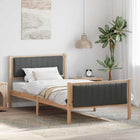 Bedframe 100x200 cm massief grenenhout bruin donkergrijs