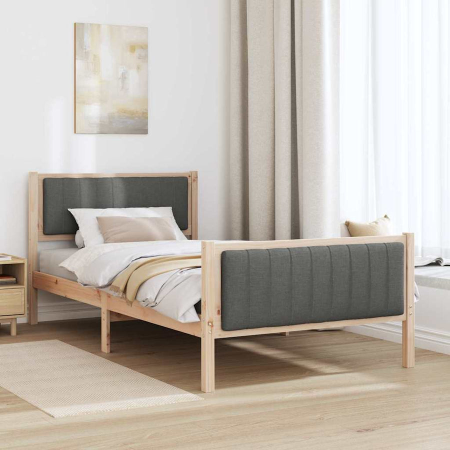Bedframe Bruin en donkergrijs 100 x 200 cm Massief grenenhout