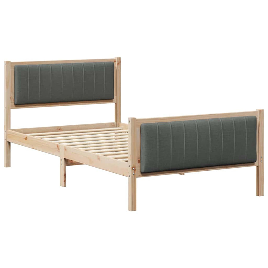 Bedframe Bruin en donkergrijs 100 x 200 cm Massief grenenhout