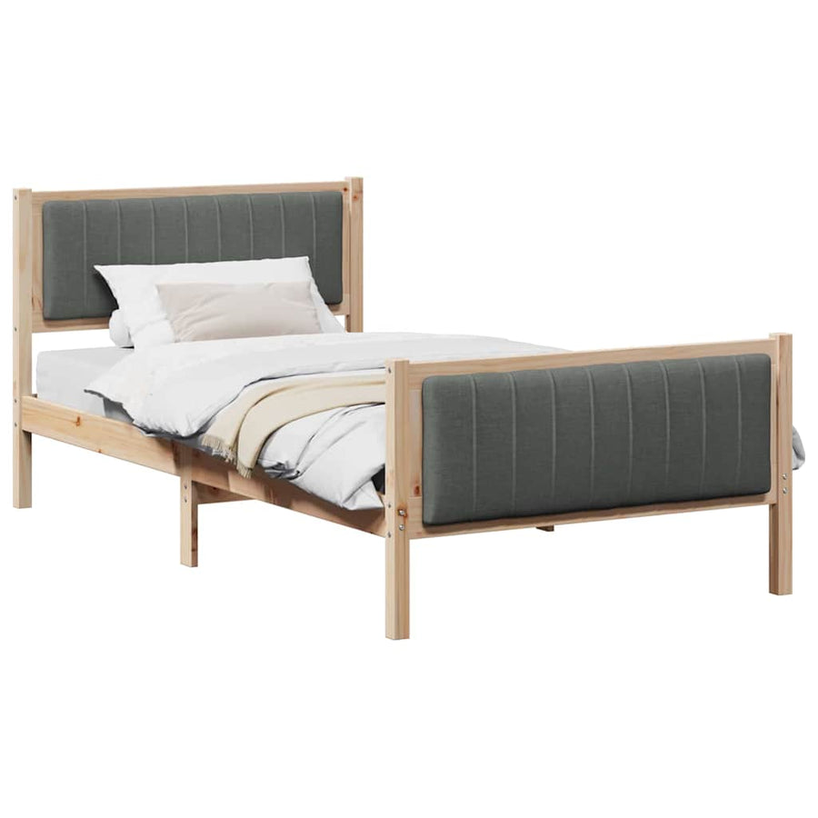 Bedframe Bruin en donkergrijs 100 x 200 cm Massief grenenhout