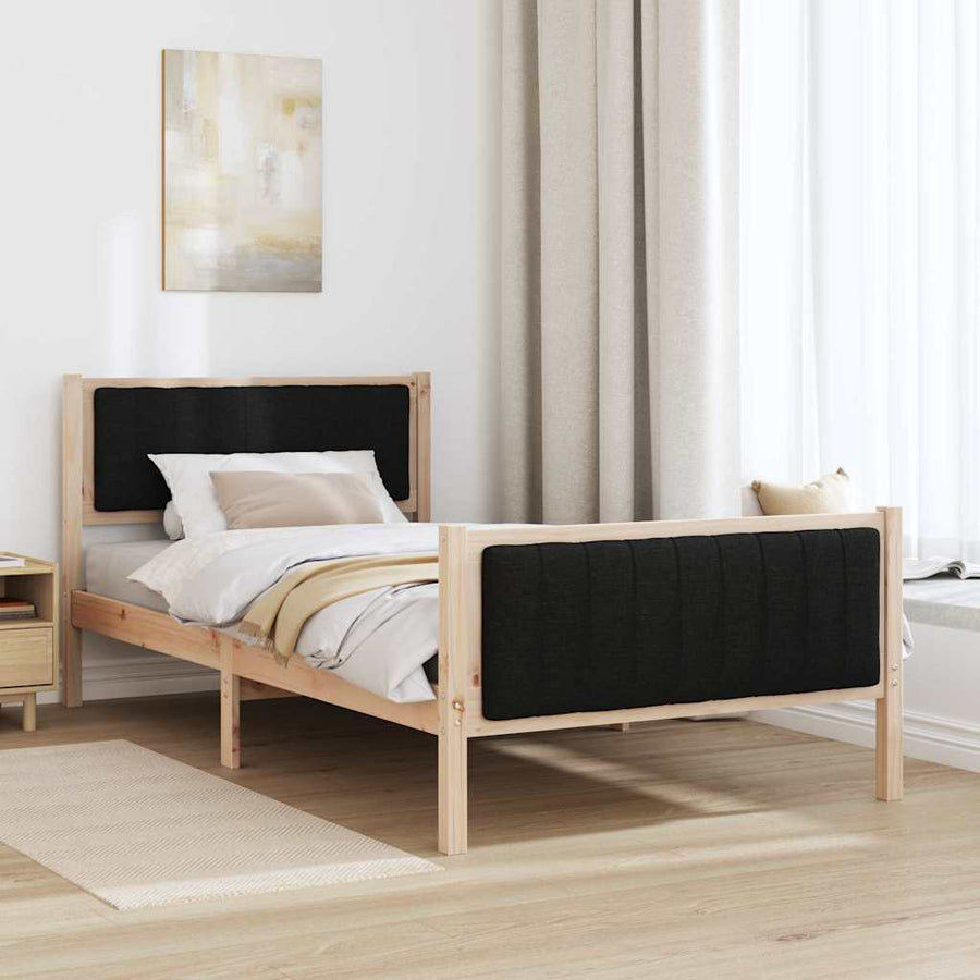 Bedframe Bruin en zwart 100 x 200 cm Massief grenenhout
