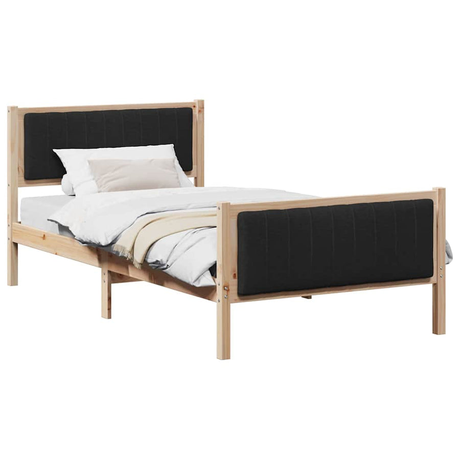 Bedframe Bruin en zwart 100 x 200 cm Massief grenenhout