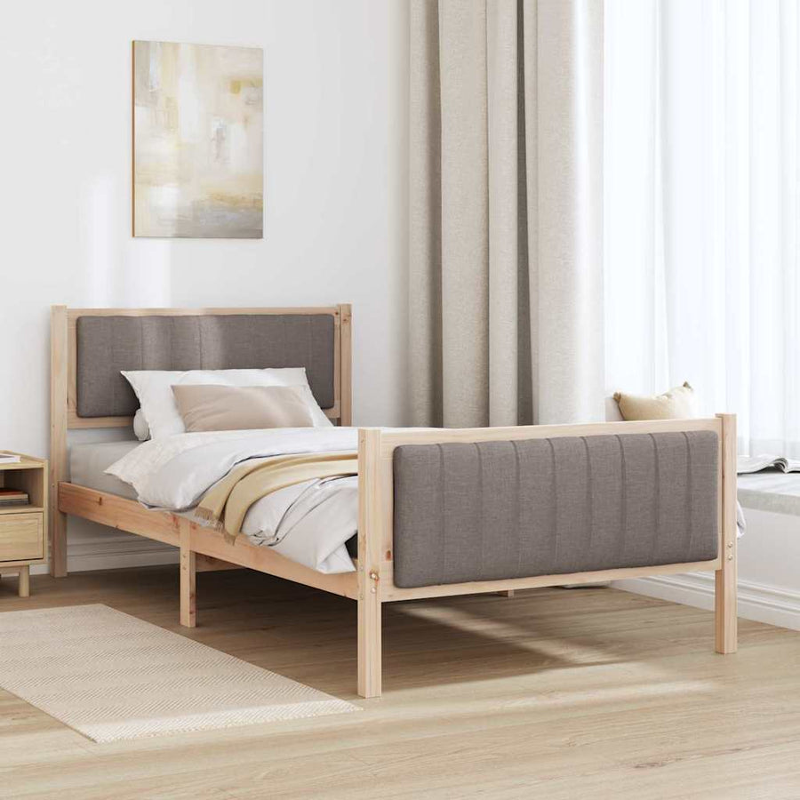 Bedframe Bruin en taupe 100 x 200 cm Massief grenenhout