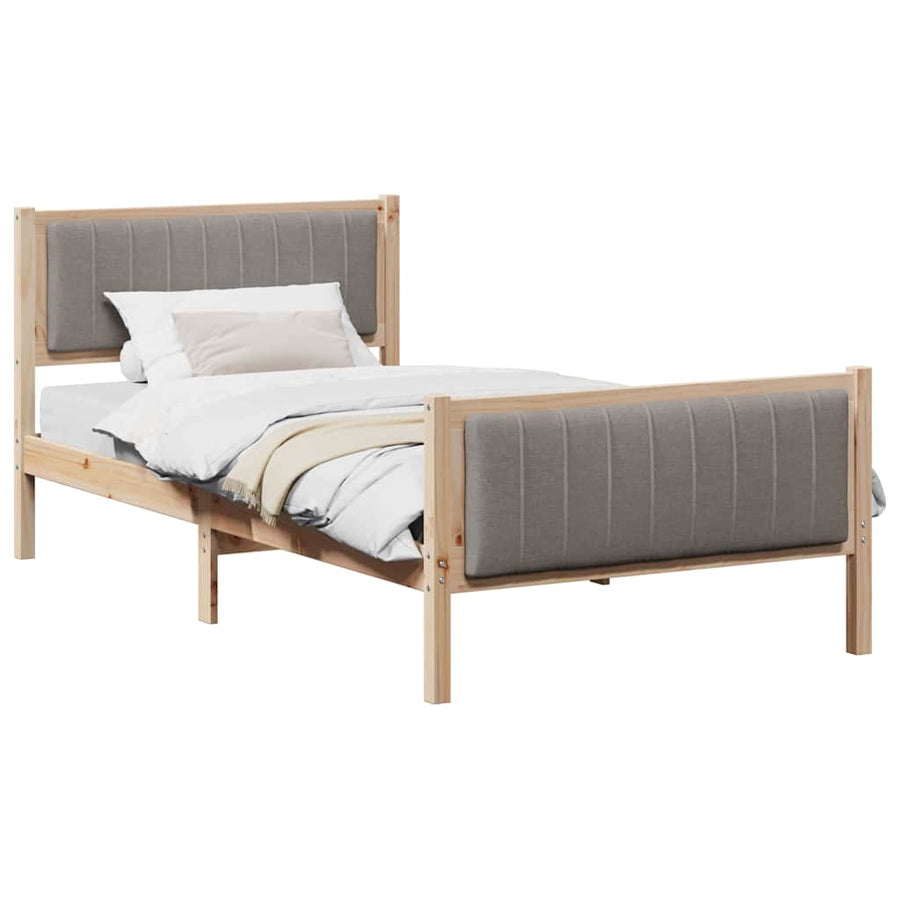 Bedframe Bruin en taupe 100 x 200 cm Massief grenenhout