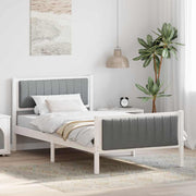 Bedframe massief grenenhout 100x200 cm wit lichtgrijs