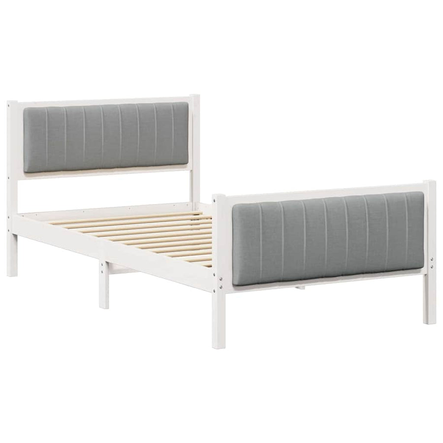 Bedframe Wit en lichtgrijs 100 x 200 cm Massief grenenhout