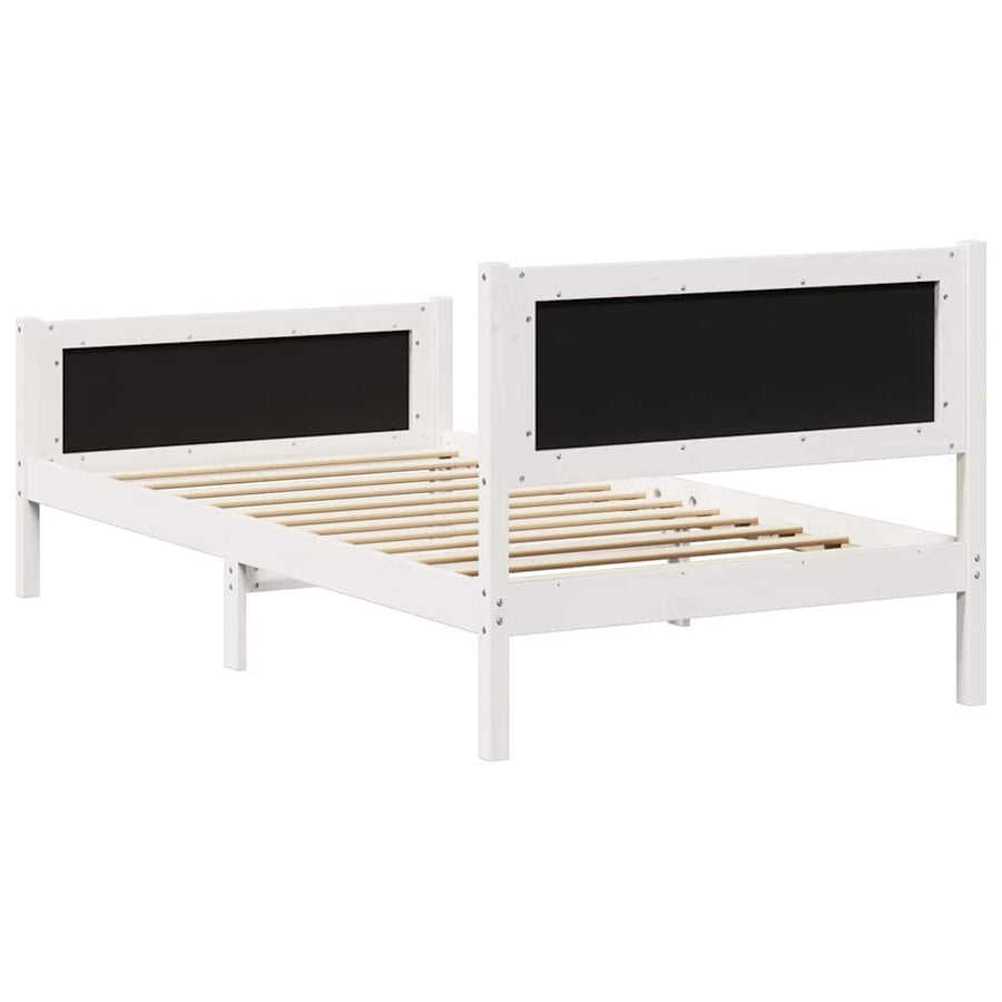 Bedframe Wit en lichtgrijs 100 x 200 cm Massief grenenhout