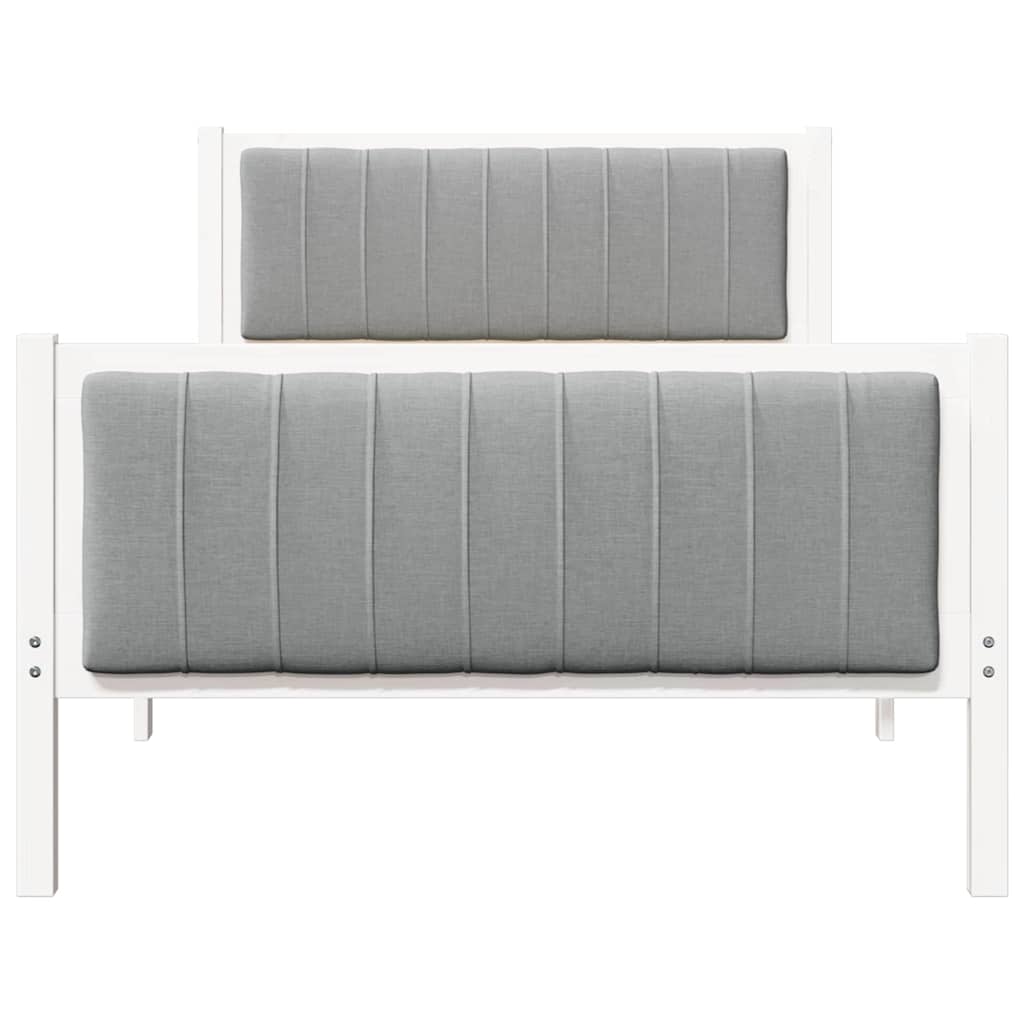 Bedframe Wit en lichtgrijs 100 x 200 cm Massief grenenhout