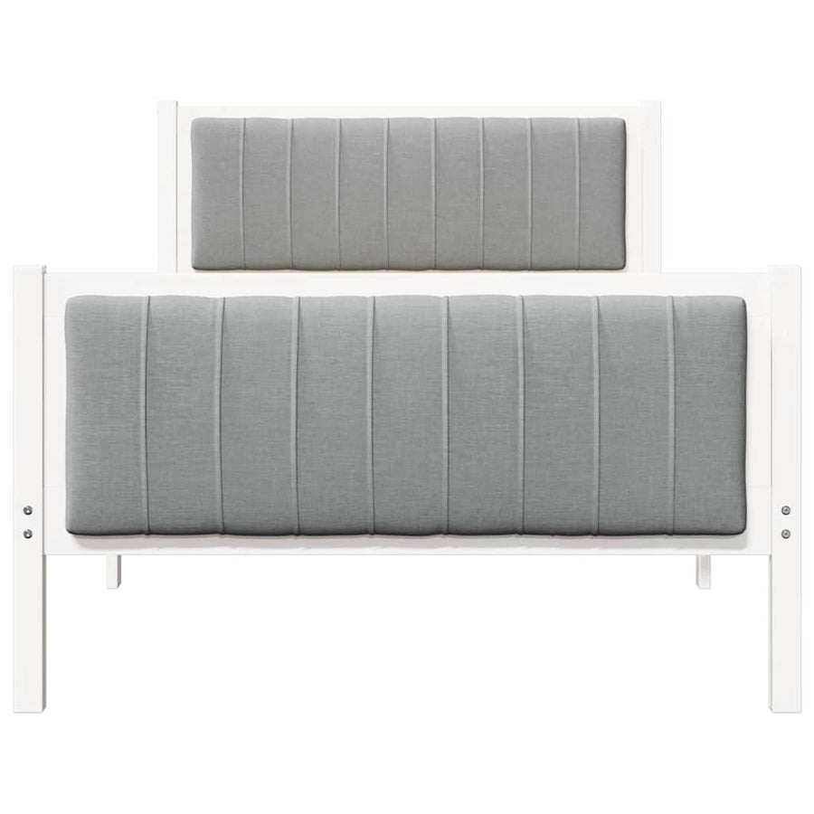 Bedframe Wit en lichtgrijs 100 x 200 cm Massief grenenhout