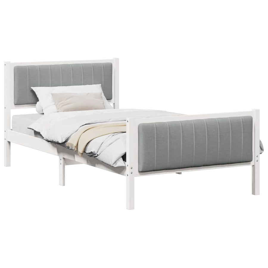 Bedframe Wit en lichtgrijs 100 x 200 cm Massief grenenhout