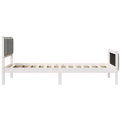 Bedframe Wit en lichtgrijs 100 x 200 cm Massief grenenhout
