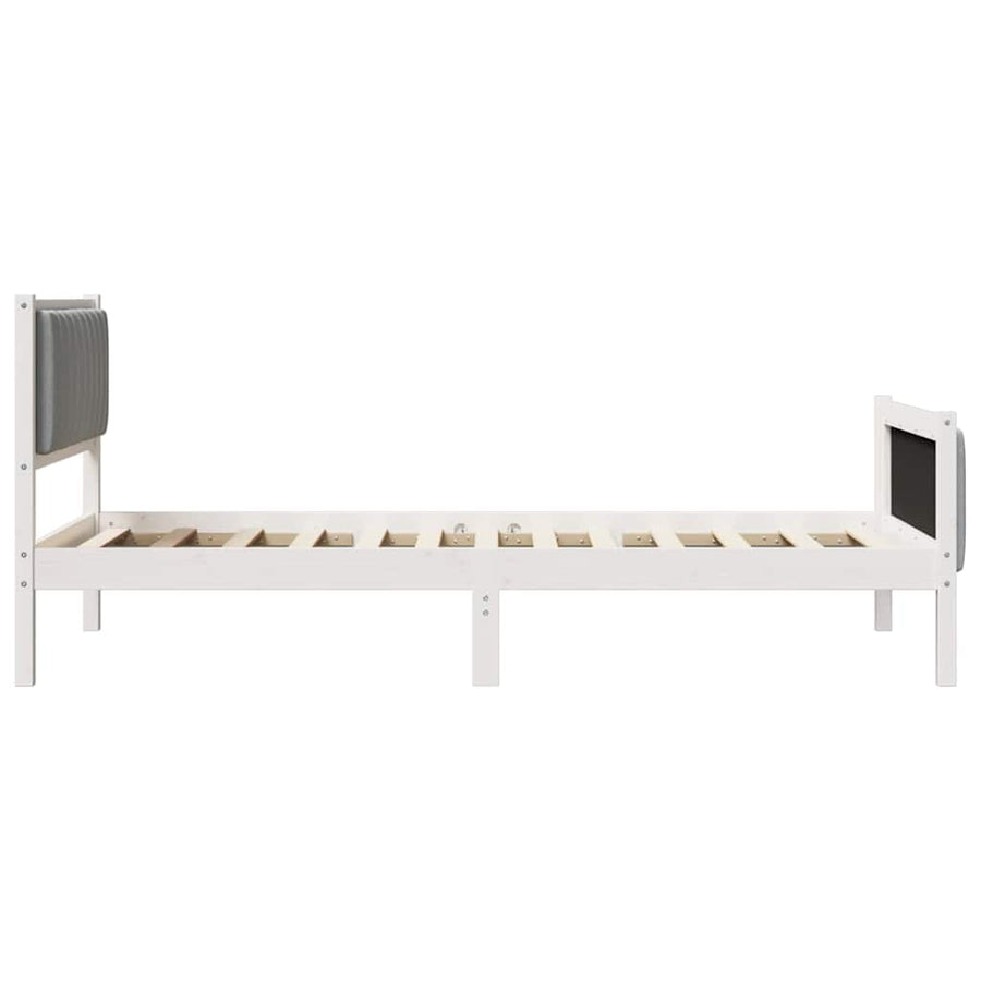 Bedframe Wit en lichtgrijs 100 x 200 cm Massief grenenhout